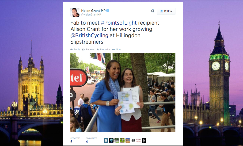 July 2014: Alison Grant Receives Points of Light Award