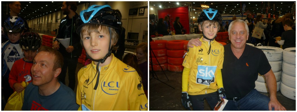 Patrick with Sir Chris Hoy and Greg LeMond