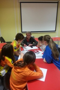 The girls start to form their session plan.